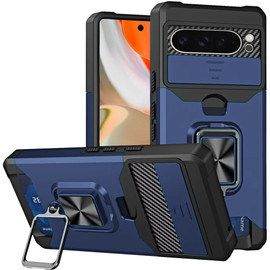 Military Grade All-In-One Ring Stand Card Case for Google Pixel 10 Pro XL - Blue