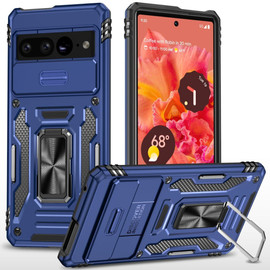 Military Grade Ring Holder Case with Camera Lens Cover for Google Pixel 10 Pro XL - Blue