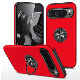 360 Rotating Ring Grip Hybrid Case for Google Pixel 10 / Pixel 10 Pro - Red