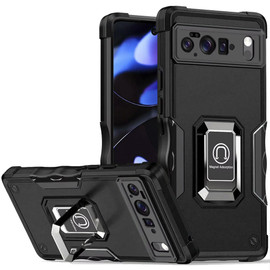 Military Grade Shockproof Hybrid Armor Case with Ring Grip for Google Pixel 10 / Pixel 10 Pro - Black