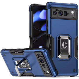 Military Grade Shockproof Hybrid Armor Case with Ring Grip for Google Pixel 10 / Pixel 10 Pro - Blue