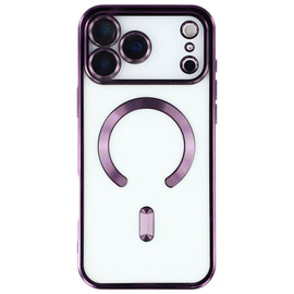 Electroplated Clear MagSafe Case with Camera Lens Protector for iPhone 17 Pro - Purple
