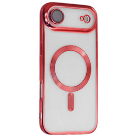 Electroplated Clear MagSafe Case with Camera Lens Protector for iPhone Air - Red