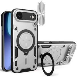 Superior Series Hybrid Case with Ring Stand and Camera Lens Cover for iPhone Air - Silver