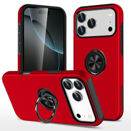 360 Rotating Ring Grip Hybrid Case for iPhone 17 Pro Max - Red