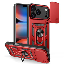 Superior Series Hybrid Case with Ring Grip and Camera Lens Cover for iPhone 17 Pro - Red