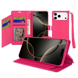 Extra Series Essential Leather Wallet Stand Case for iPhone 17 Pro - Pink