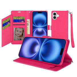 Extra Series Essential Leather Wallet Stand Case for iPhone 17 - Pink