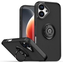 Transparent Hybrid Case with Ring Grip for iPhone 17 - Black