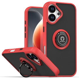 Transparent Hybrid Case with Ring Grip for iPhone 17 - Red