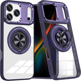 Tough Shield Crystal Case with MagSafe Ring Holder for iPhone 17 Pro - Purple