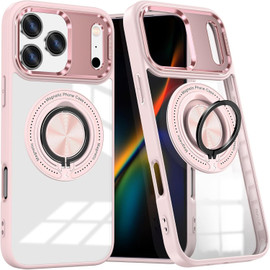 Tough Shield Crystal Case with MagSafe Ring Holder for iPhone 17 Pro - Pink