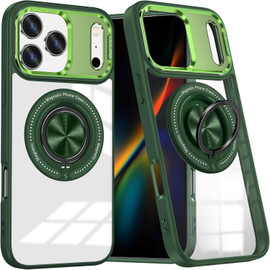 Tough Shield Crystal Case with MagSafe Ring Holder for iPhone 17 Pro - Green