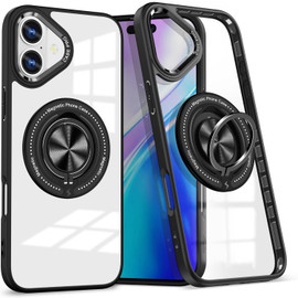 Tough Shield Crystal Case with MagSafe Ring Holder for iPhone 17 - Black