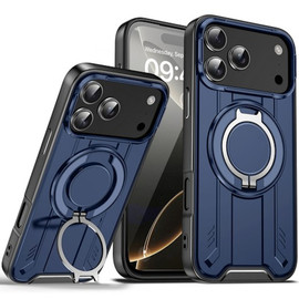 Dual Layer MagSafe Case with Rotating Stand for iPhone 17 Pro - Blue