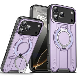 Dual Layer MagSafe Case with Rotating Stand for iPhone 17 Pro - Purple