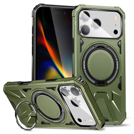 Military Grade TUFF MagSafe Case with Rotating Ring Stand for iPhone 17 Pro Max - Green