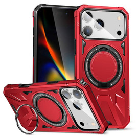 Military Grade TUFF MagSafe Case with Rotating Ring Stand for iPhone 17 Pro - Red