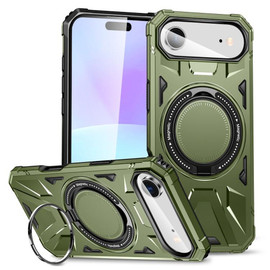 Military Grade TUFF MagSafe Case with Rotating Ring Stand for iPhone Air - Green