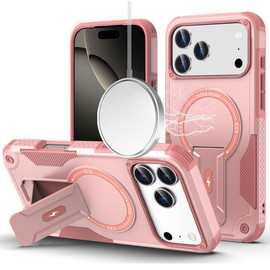 Military Grade HD Armor MagSafe Case with Kickstand for iPhone 17 Pro - Pink