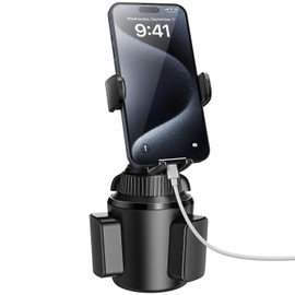 A2C Car Cup Holder Phone Mount with Telescoping Pole - Black
