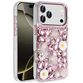 Luxurious Bling 3D Crystal Diamond Case for iPhone 17 Pro Max - Pink