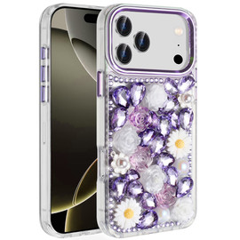 Luxurious Bling 3D Crystal Diamond Case for iPhone 17 Pro - Purple