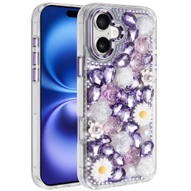 Luxurious Bling 3D Crystal Diamond Case for iPhone 17 - Purple