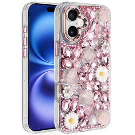 Luxurious Bling 3D Crystal Diamond Case for iPhone 17 - Pink