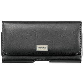 Premium Leather Horizontal Belt Pouch with Card Pocket (5.7 to 6.3 inch Screen Size) - Black