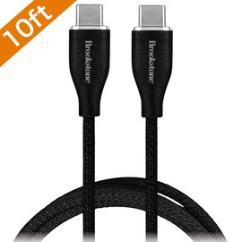 Brookstone USB-C to USB-C 60W Nylon Braided Charge & Sync Cable 10ft - Black