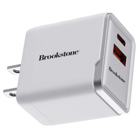 Brookstone Rapid PD 30W 2 Port USB-C and USB-A Wall Charger - White
