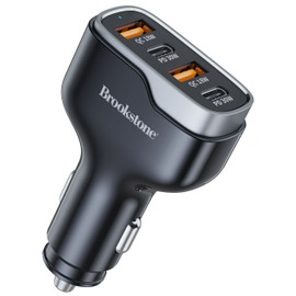 Brookstone 4 Port Rapid 60W PD USB-C and USB-A Car charger - Black