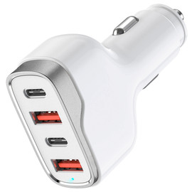 Brookstone 4 Port Rapid 75W PD USB-C and USB-A Car Charger - White