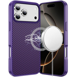 Carbon Fiber Series MagSafe Hybrid Case for iPhone 17 Pro Max - Purple