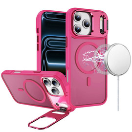 InFrame Series MagSafe Matte Case with Camera Ring Stand for iPhone 17 Pro Max - Hot Pink