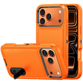 Military Grade TUFF Hybrid Armor Case with Kickstand for iPhone 17 Pro Max - Cosmic Orange