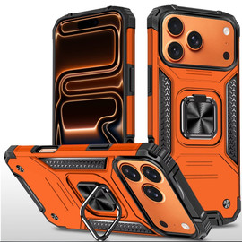Military Grade Robust Series Hybrid Case with Ring Grip for iPhone 17 Pro Max - Cosmic Orange