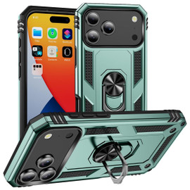 Military Grade Hybrid Case with Ring Grip for iPhone 17 Pro Max - Green