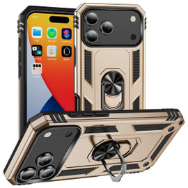 Military Grade Hybrid Case with Ring Grip for iPhone 17 Pro - Gold