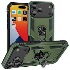 Military Grade Hybrid Case with Ring Grip for iPhone 17 Pro - Military Green