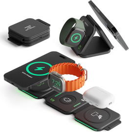 InfinaCore T3 3-in-1 MagSafe Wireless Charging Station for iPhone, Apple Watch, and AirPods - Black