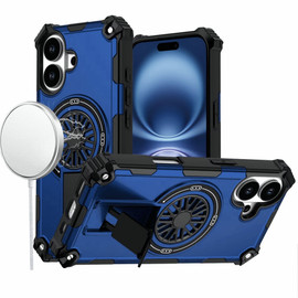 Military Grade MagSafe Tough Ultra Rugged Hybrid Case with Kickstand for iPhone 17 - Blue