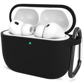 Silicone Protective Case with Clip for AirPods Pro 3 - Black