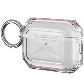 Rugged Crystal Clear Case with Reinforced Bumpers for AirPods Pro 3 - Pink