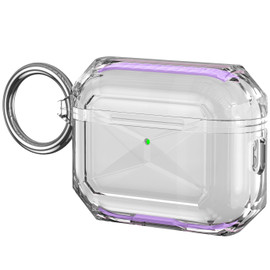 Rugged Crystal Clear Case with Reinforced Bumpers for AirPods Pro 3 - Purple