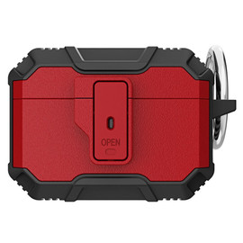 Carbon Series TUFF Hybrid Case with Secure Lock Clip for AirPods Pro 3 - Red