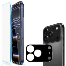 Tempered Glass Screen Protector + Camera Lens Protector (Black) for iPhone 17 Pro Max