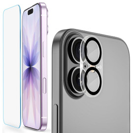 Tempered Glass Screen Protector + Camera Lens Protector for iPhone 17