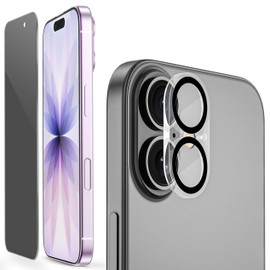 Privacy Tempered Glass Screen Protector + Camera Lens Protector for iPhone 17